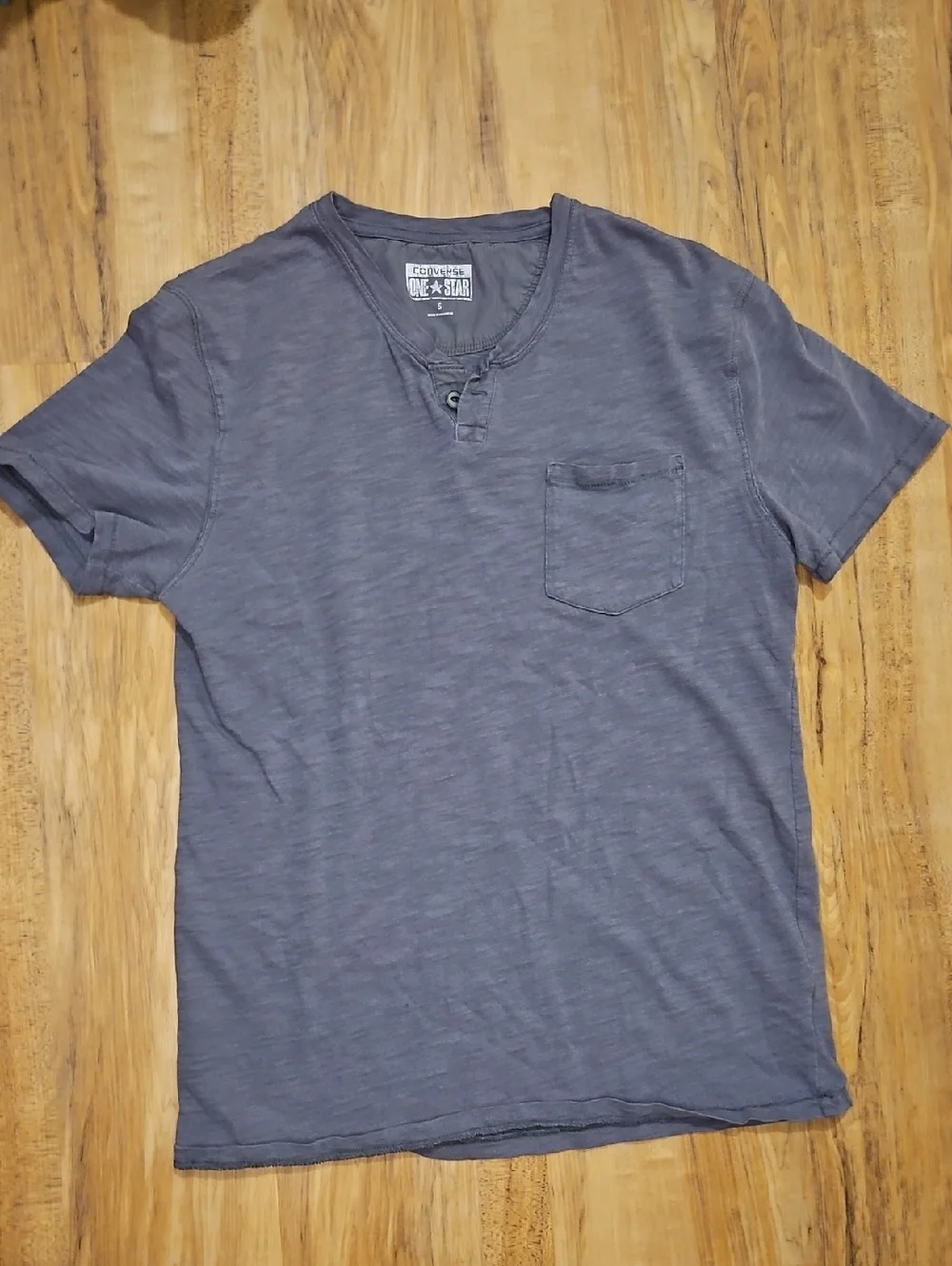 Converse Men's Short-Sleeve Henley Tee - Slate Gray - Picture 1 of 5